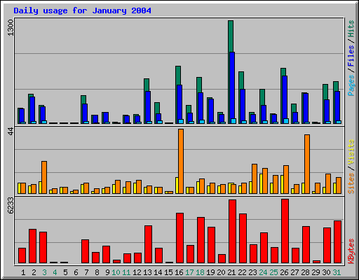 Daily usage for January 2004