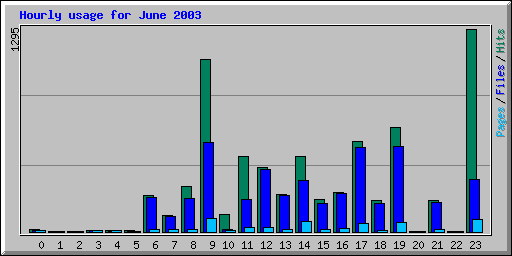 Hourly usage for June 2003