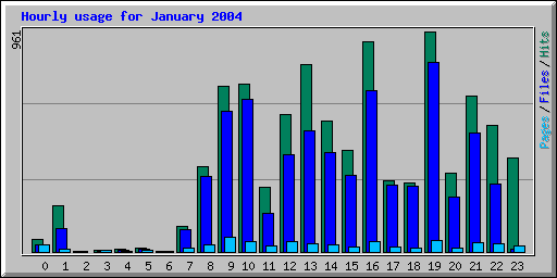 Hourly usage for January 2004